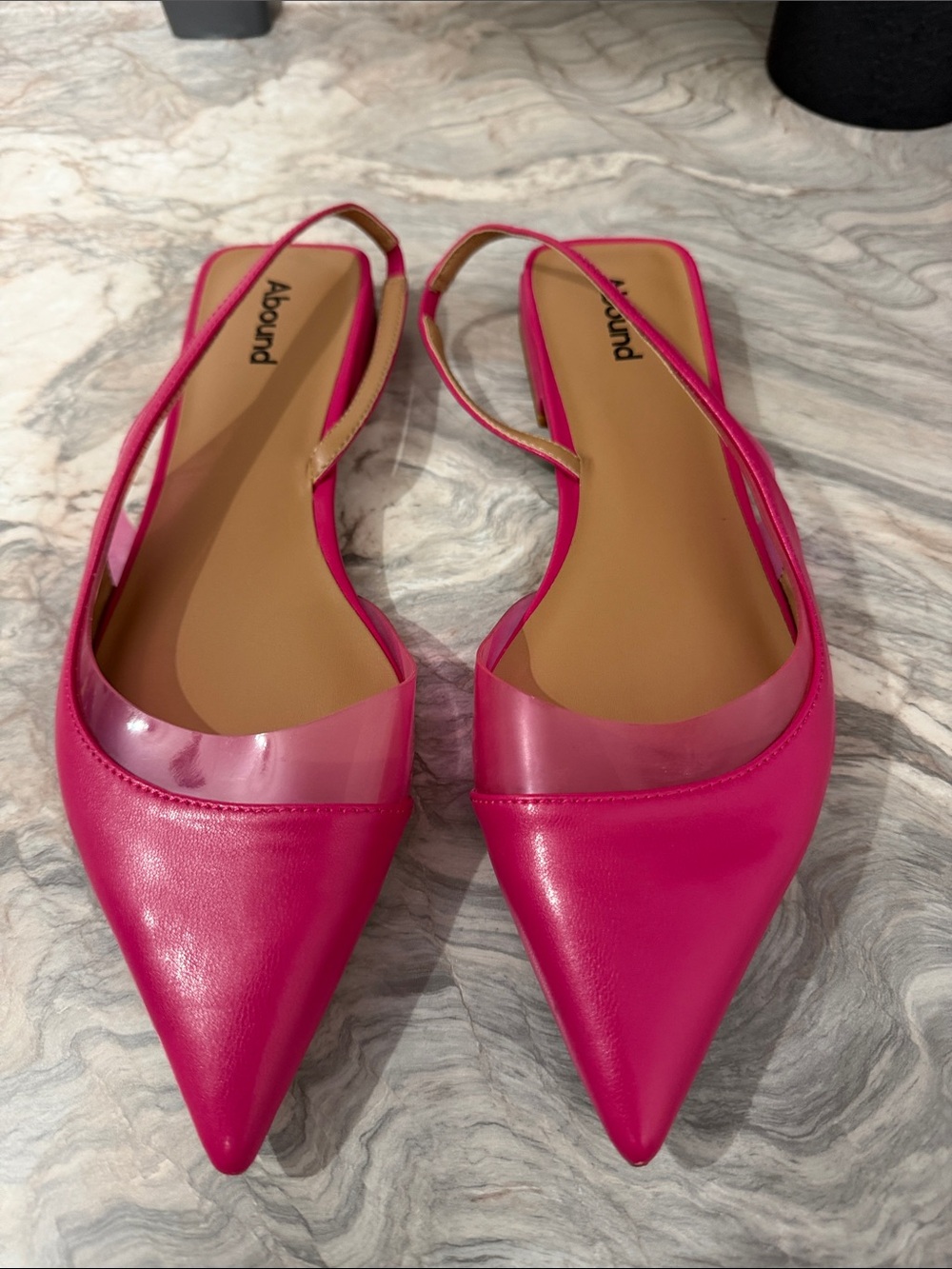 Abound Hot Pink Pointed Slingback Flats with Clear Accent
